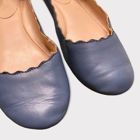 Mia | Blue Scalloped Flats - Picture 5 of 5